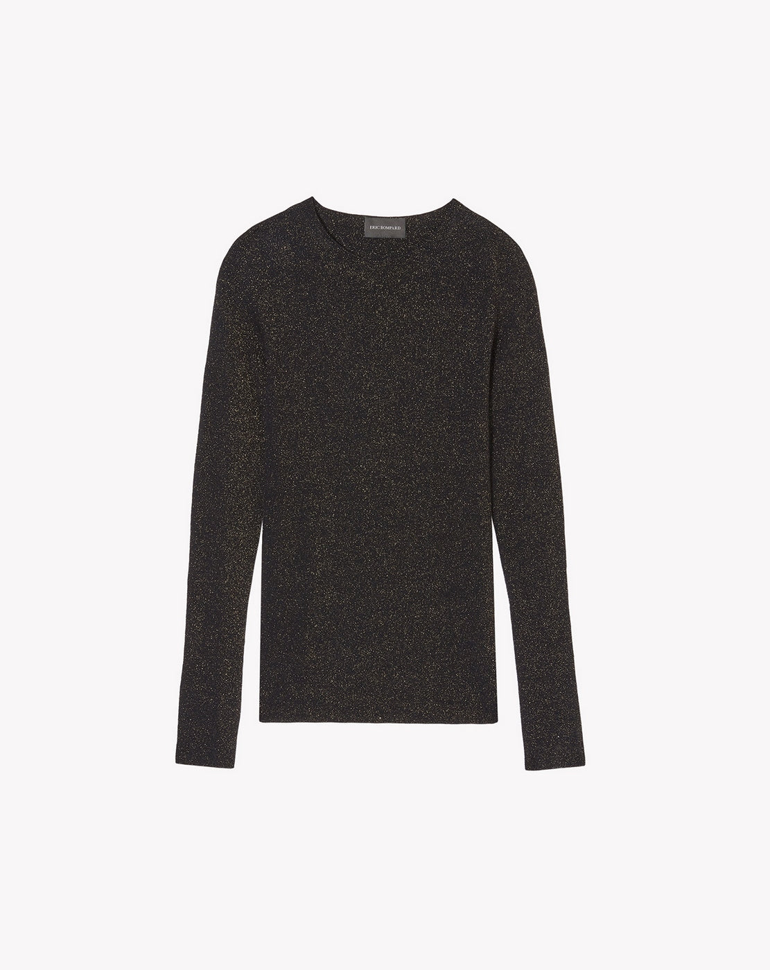 Pull Ras De Cou Sans Couture Cotes Metallisees - Noir - Femme