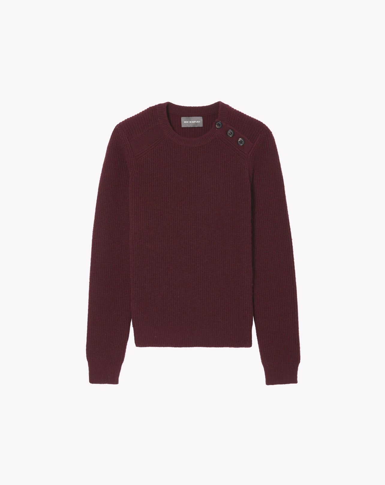 Ribbed Crew Neck Jumper with Shoulder Button Placket - Azuki - Women