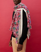 Jacquard and Ispahan Print Stole - Multicolour