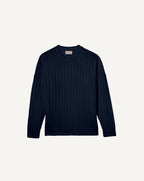 Jersey Cuello Redondo Costillas Planas Alpaca y Cachemira - Marino - Hombre