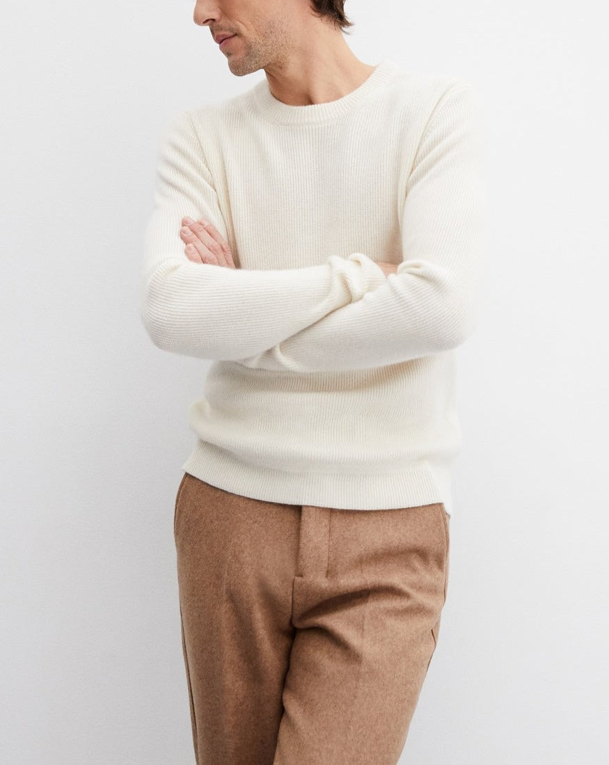 Jersey Cuello Redondo Punto Inglés - Natural - Hombre