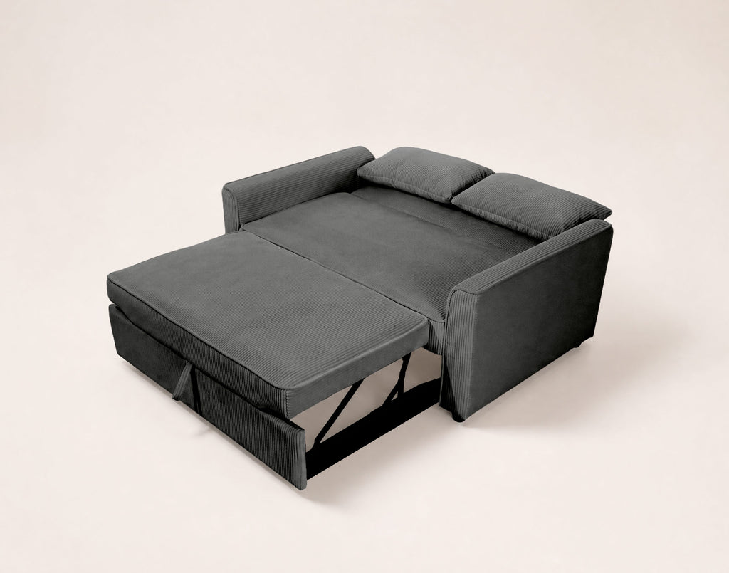 Ernest - 2-Seater Straight Convertible Sofa - Corduroy - Grey