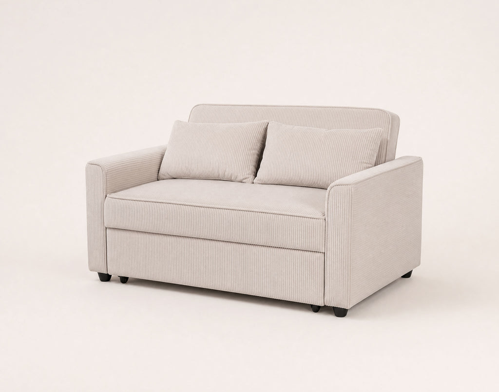 Ernest - 2-Seater Straight Convertible Sofa - Corduroy - Beige