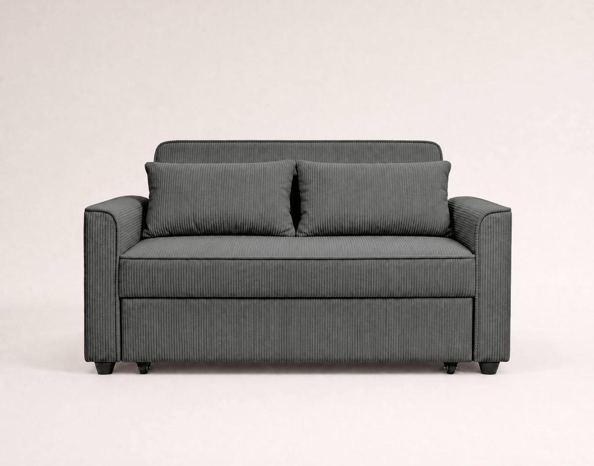 Ernest - 2-Seater Straight Convertible Sofa - Corduroy - Grey