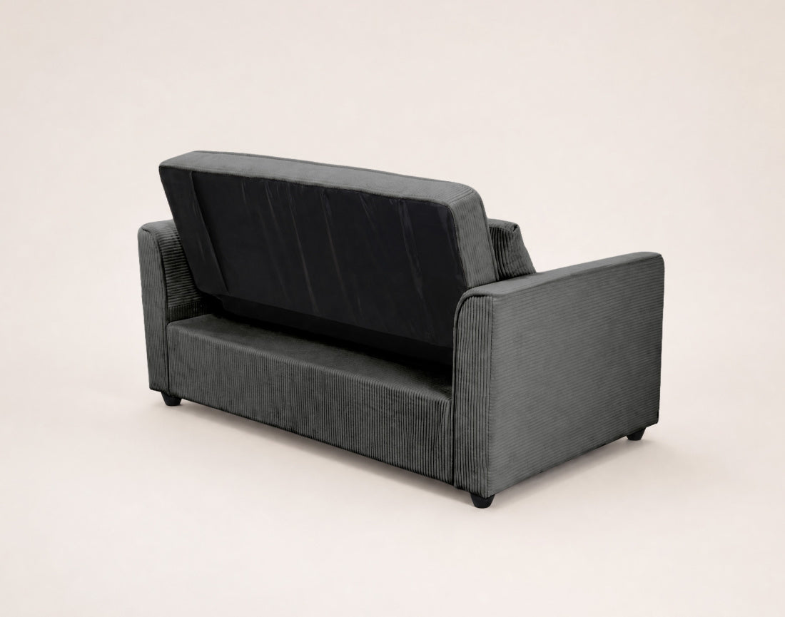 Ernest - 2-Seater Straight Convertible Sofa - Corduroy - Grey