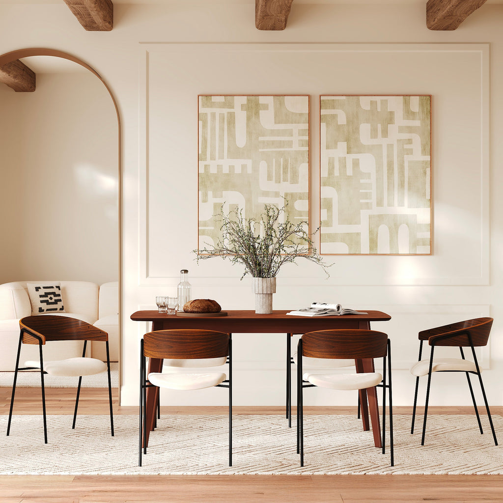 Esmée - Set of 2 Chairs in Off-White Velvet and Walnut Wood