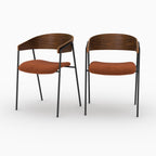 Esmée - Lot De 2 Chaises En Velours Terracotta Et Bois De Noyer