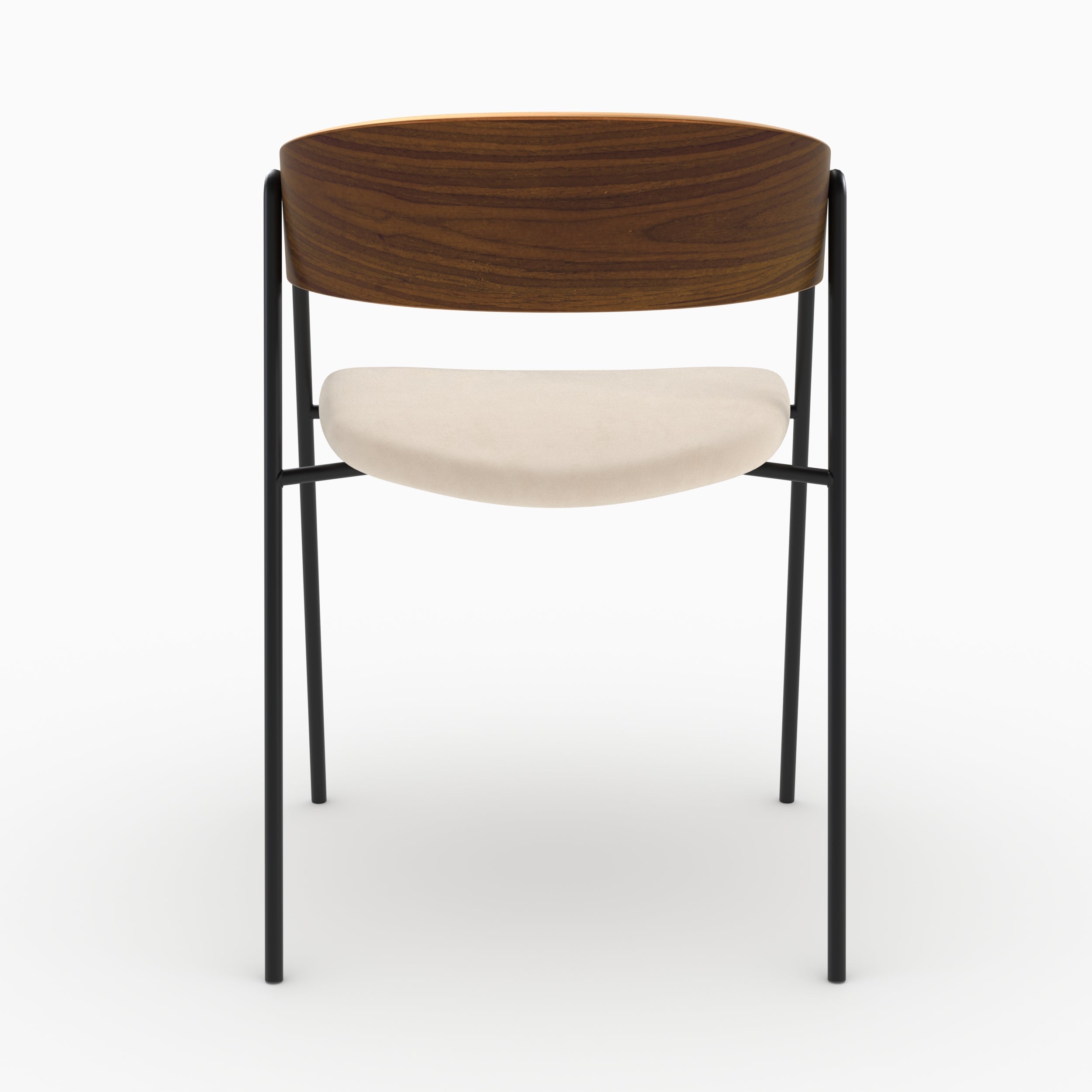 Esmée - Set of 2 Chairs in Off-White Velvet and Walnut Wood