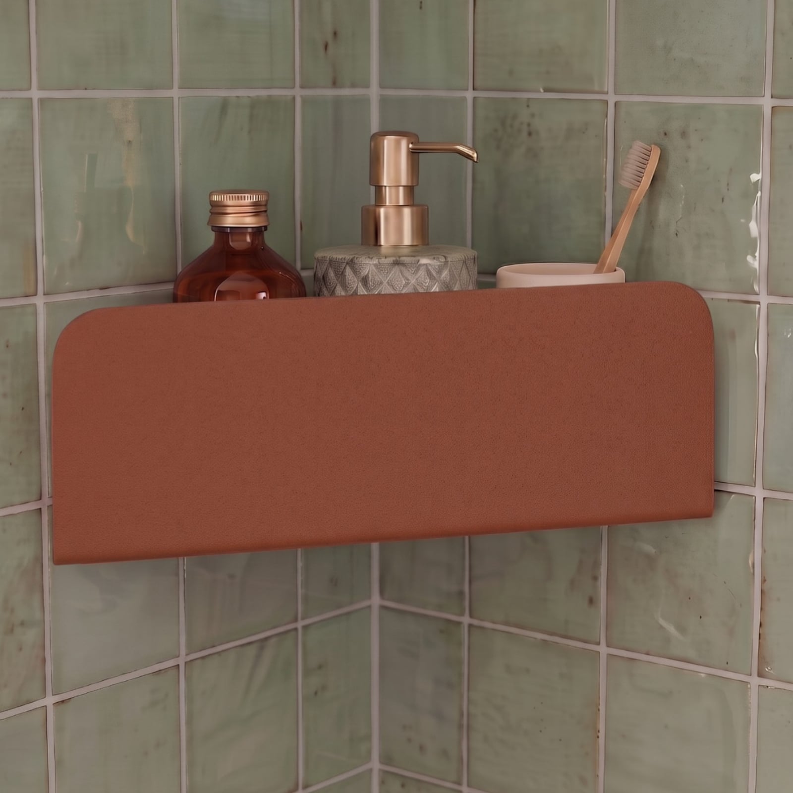L'Apaisant - Estante Rinconero De Ducha - Acero - Terracota Mate