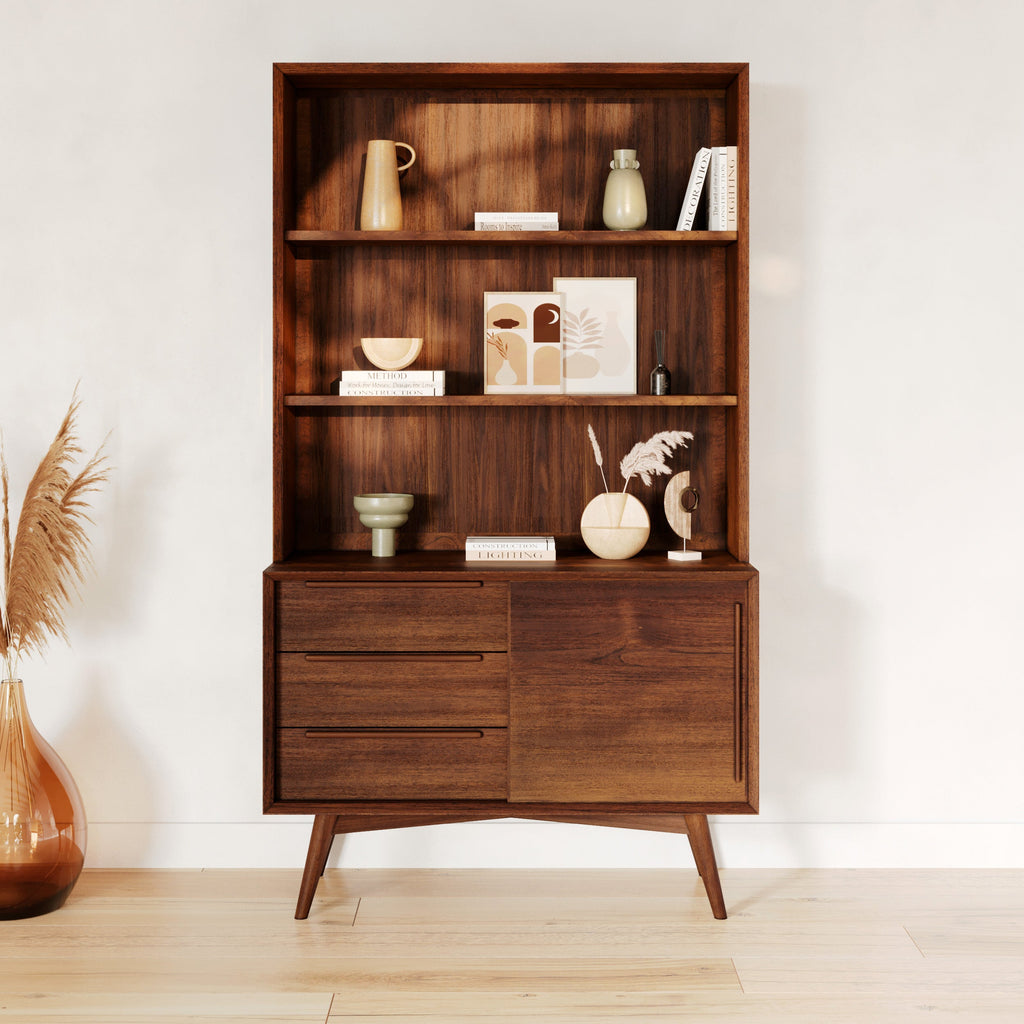 Waya - Etagère En Bois De Teck, 3 Niveaux, 3 Tiroirs Et 1 Porte