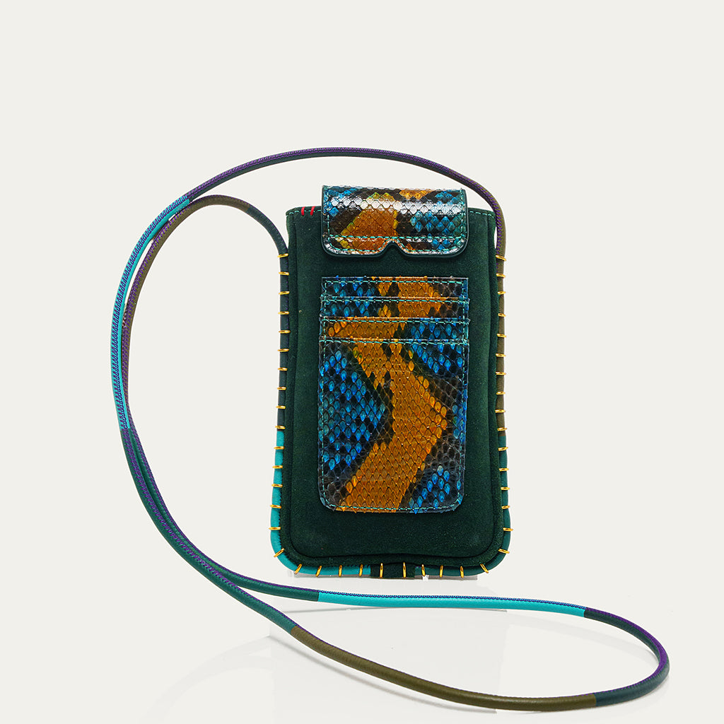 Etui à lunettes Emile Python Lotus Bleu