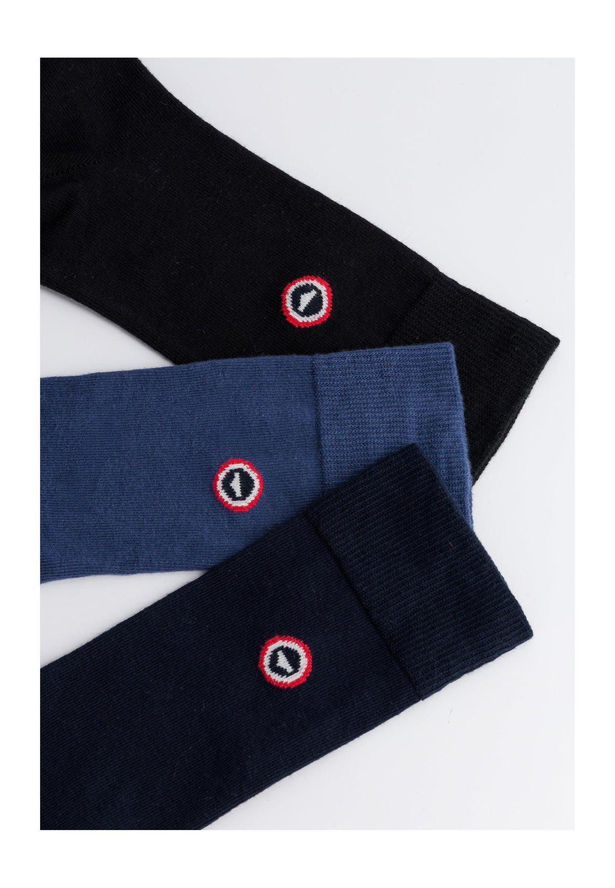 Pack Of 3 Mid-Calf Socks - Black Navy Blue