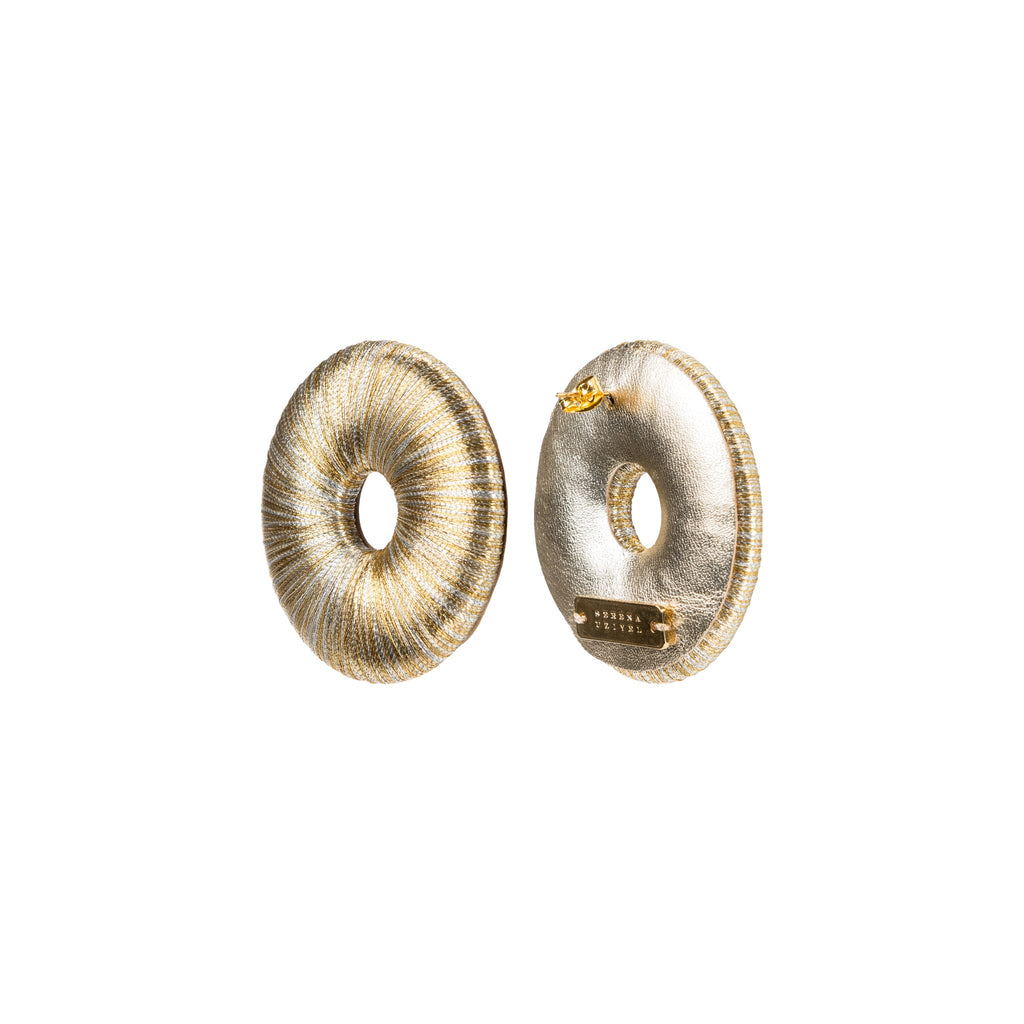 Boho Gold Silver Earring showcasing a refined circular silhouette crafted from metallic threads for subtle shine.