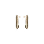 Close-up view of Boho Gold Silver Earring showcasing intricate hand-wrapped metallic threads in circular design.