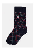 Calze A Mezza Gamba A Quadri Fantasia Lucas Tartan - Blu Navy