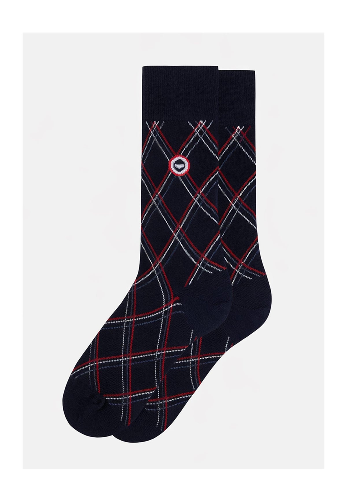 Calze A Mezza Gamba A Quadri Fantasia Lucas Tartan - Blu Navy