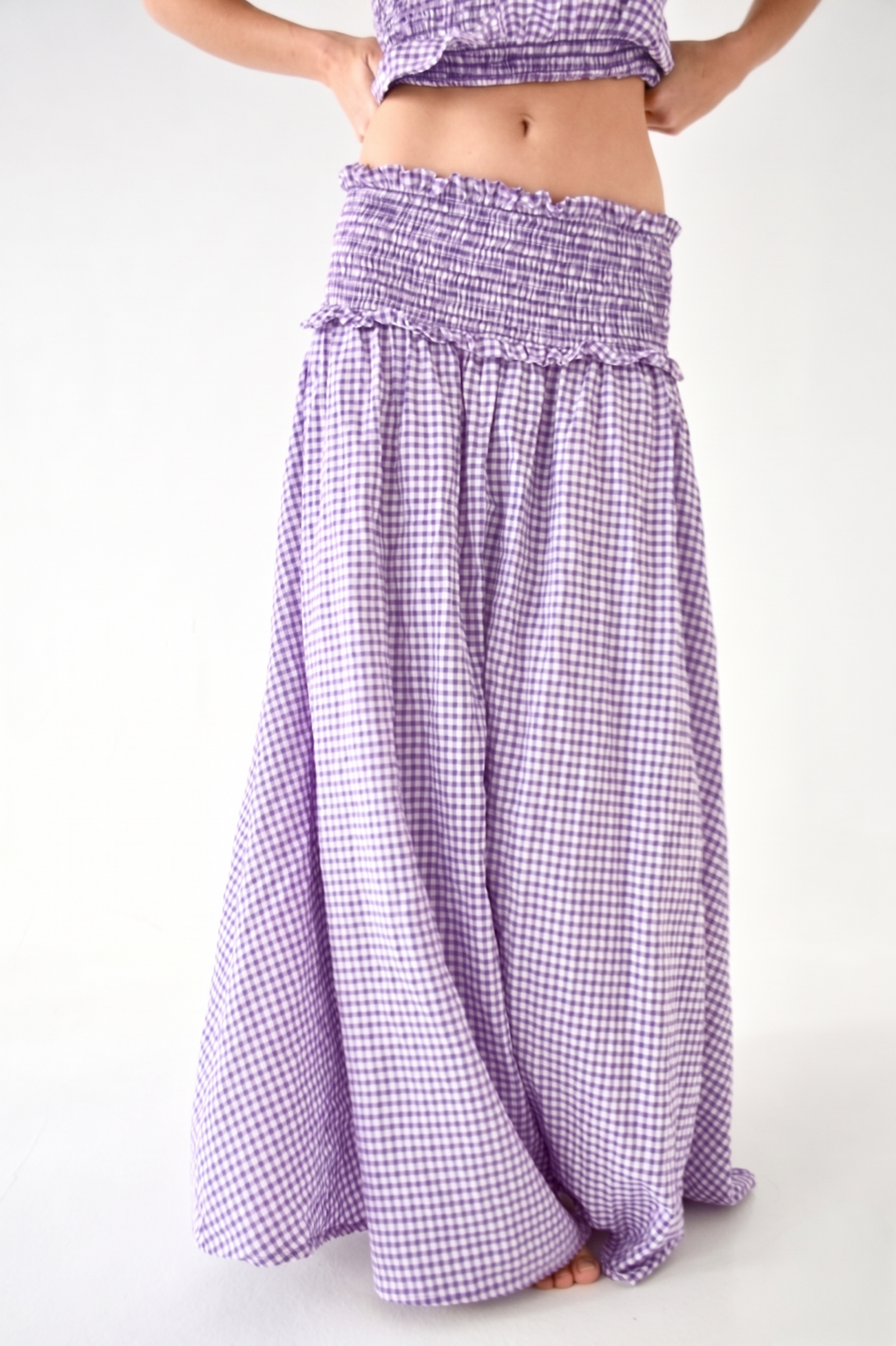 Falda Lea Cuadros Vichy Lavanda