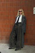 Loose Low Waist Long Jeans - Dark Grey
