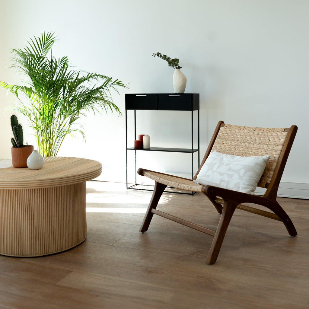 Kilka - Fauteuil En Bois De Teck Et Tressage Chevron En Rotin