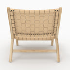 Kuna - Sillón de piel tejida en teca y beige