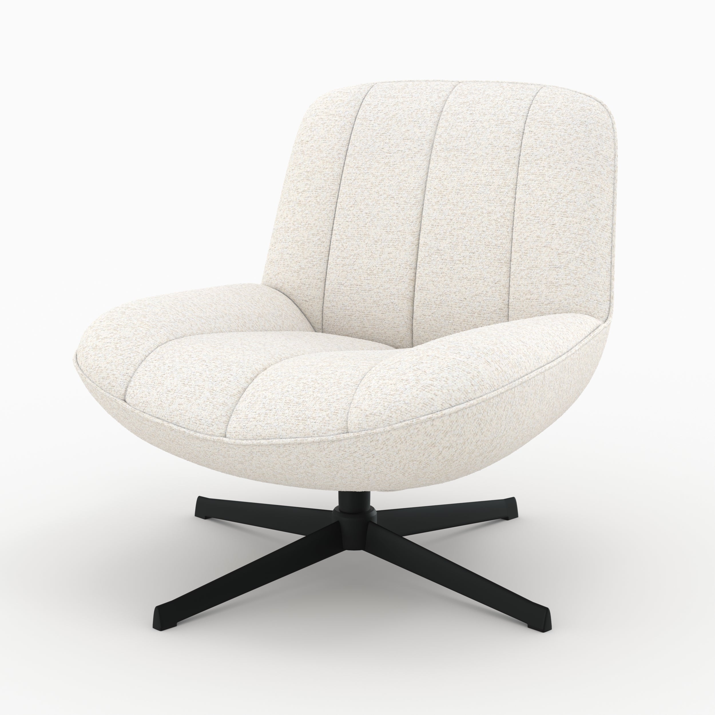 Elvis - Swivel Armchair In Off-White Bouclé Fabric