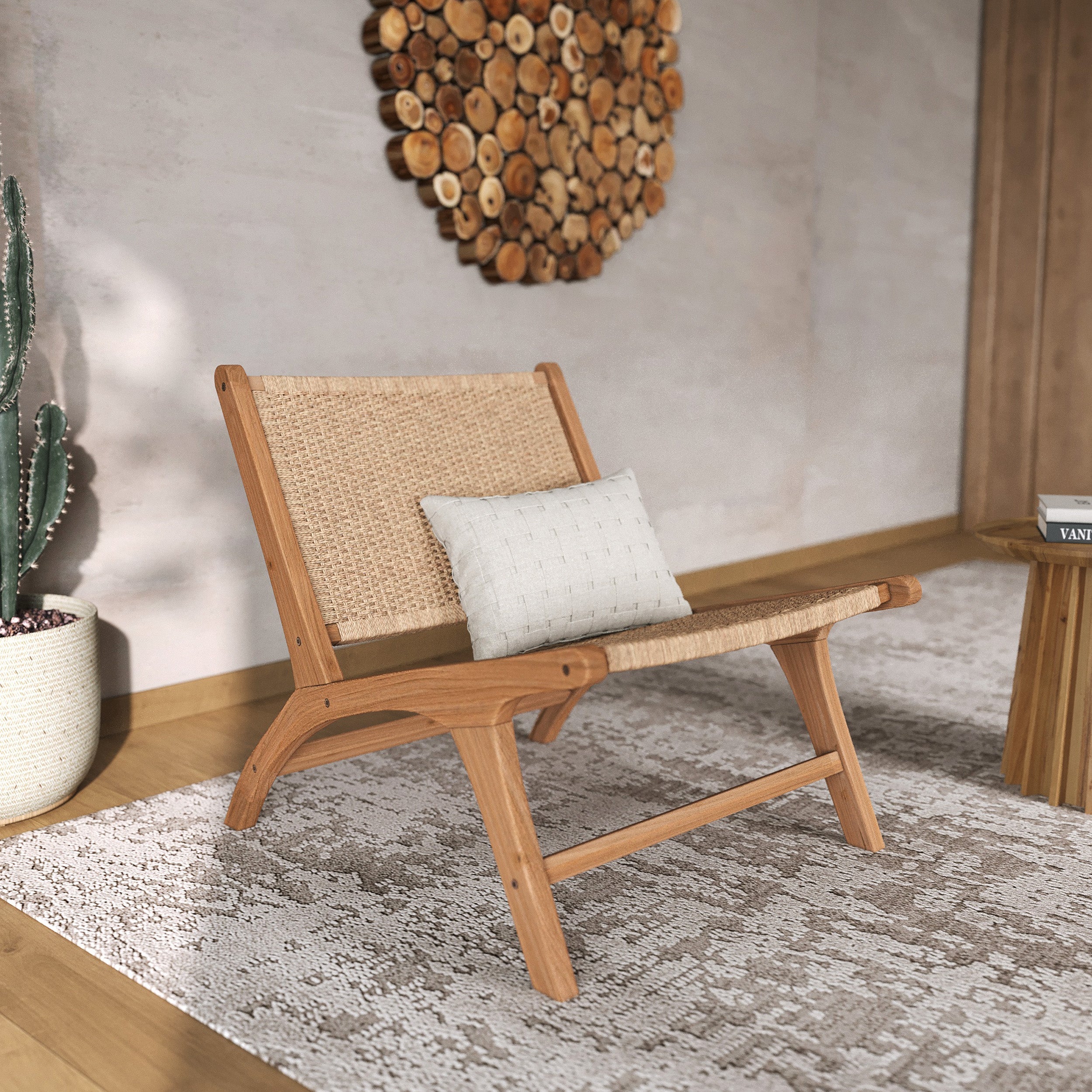 Kilka - Fauteuil En Bois De Teck Et Cordage En Loom
