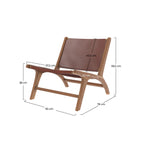 Kuna - Fauteuil En Teck Et Cuir Lisse Marron