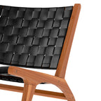 Kuna - Fauteuil En Teck Et Cuir Tréssé Noir