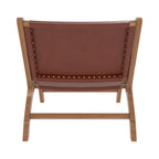 Kuna - Fauteuil En Teck Et Cuir Lisse Marron