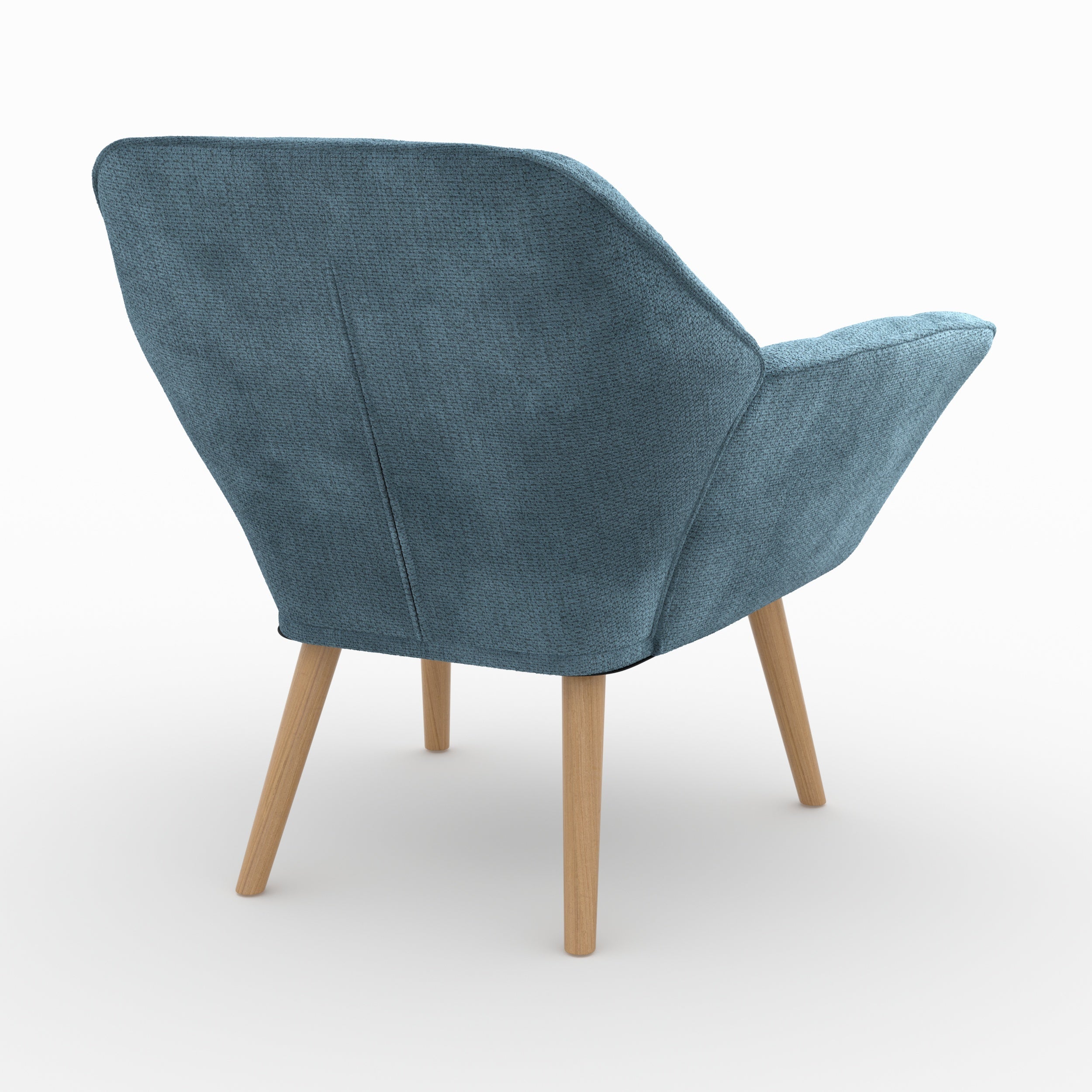 Simba - Fauteuil En Tissu Bleu Et Pieds En Bois