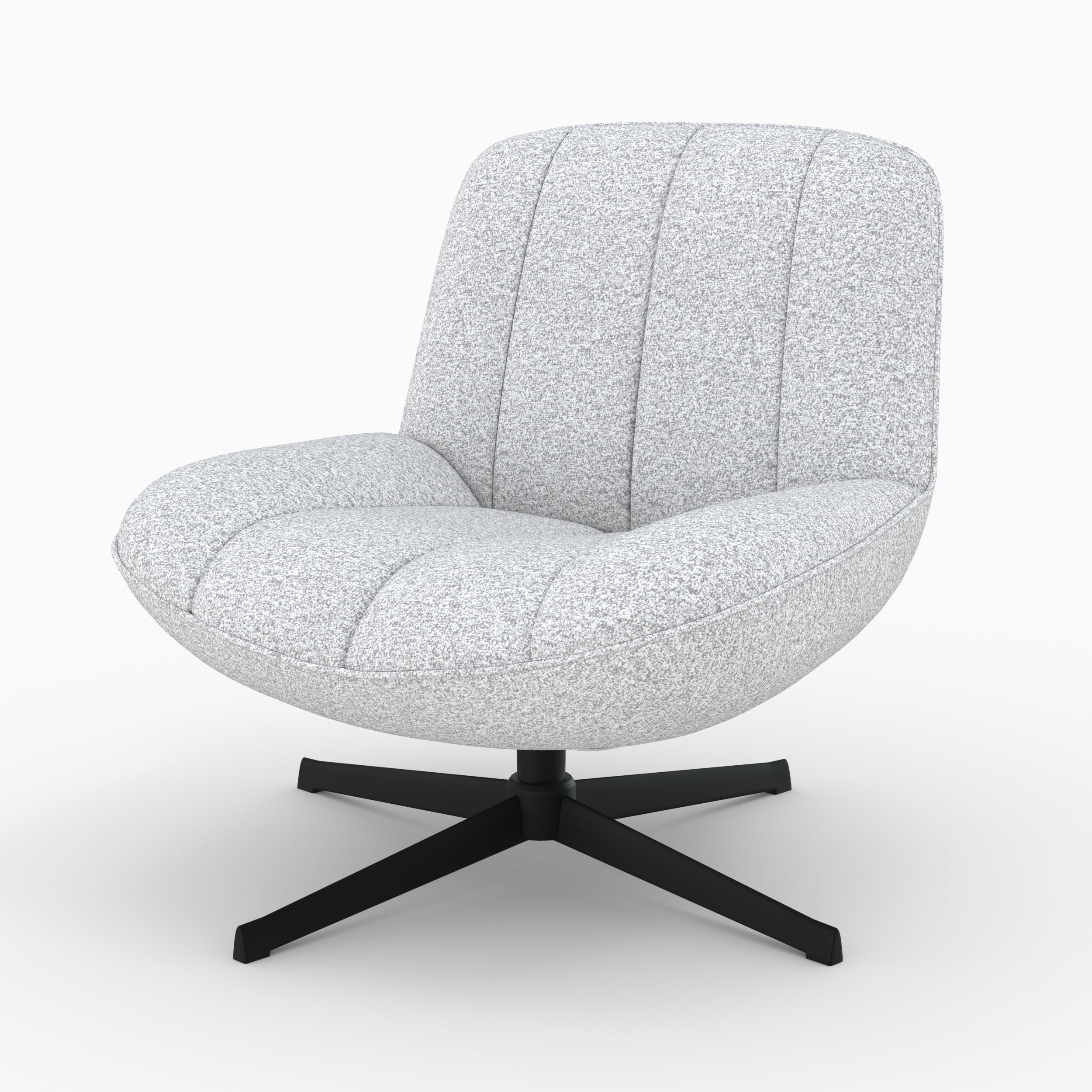 Elvis - Sillón giratorio de tela bouclé gris jaspeado