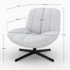 Elvis - Sillón giratorio de tela bouclé gris jaspeado