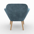 Simba - Fauteuil En Tissu Bleu Et Pieds En Bois