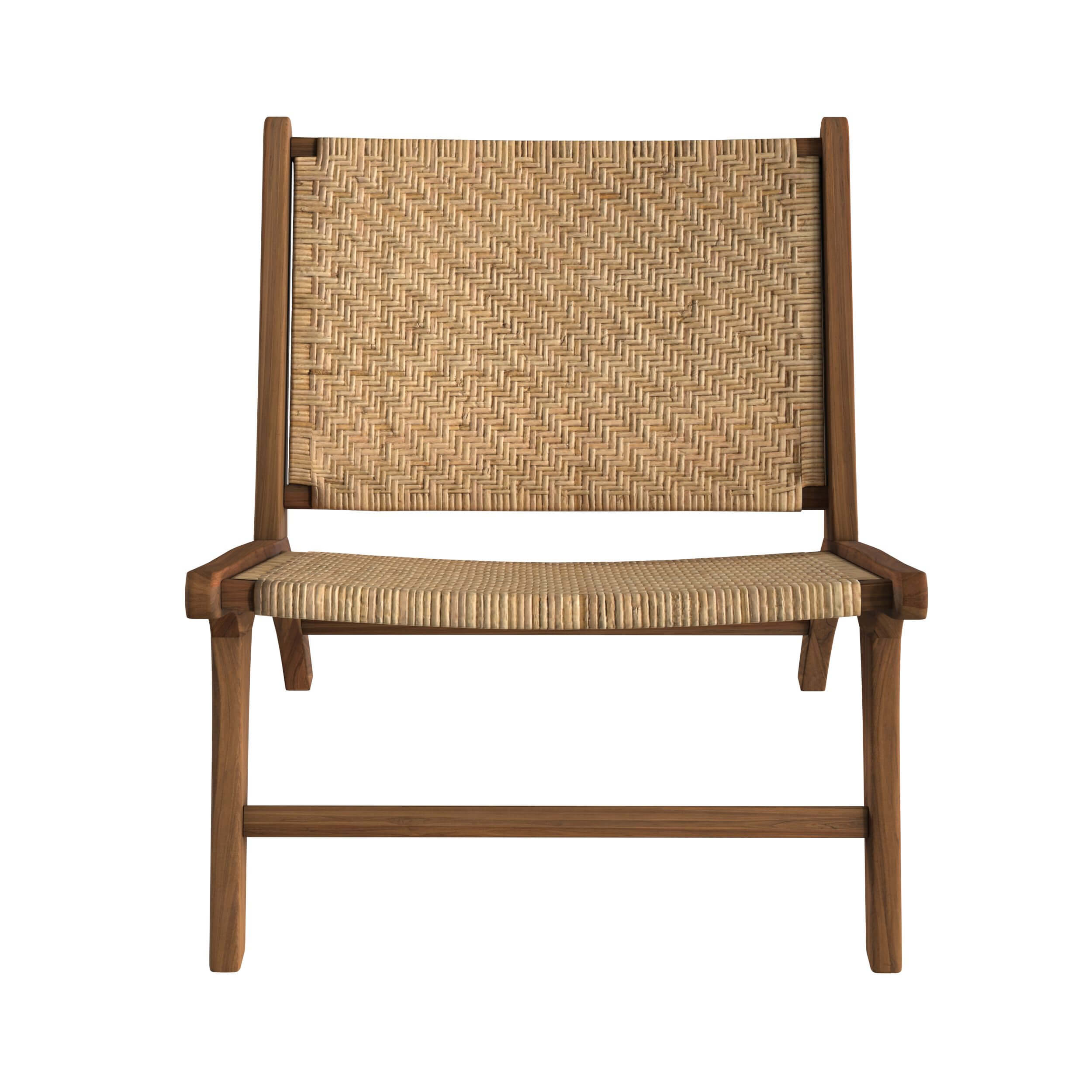 Kilka - Fauteuil En Bois De Teck Et Tressage Chevron En Rotin