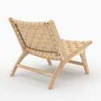 Kuna - Sillón de piel tejida en teca y beige