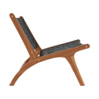 Kuna - Fauteuil En Teck Et Cuir Tréssé Noir