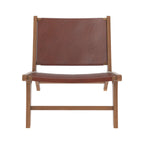 Kuna - Fauteuil En Teck Et Cuir Lisse Marron
