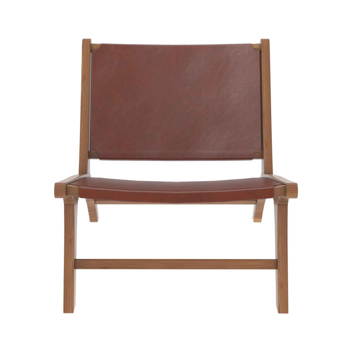 Kuna - Fauteuil En Teck Et Cuir Lisse Marron