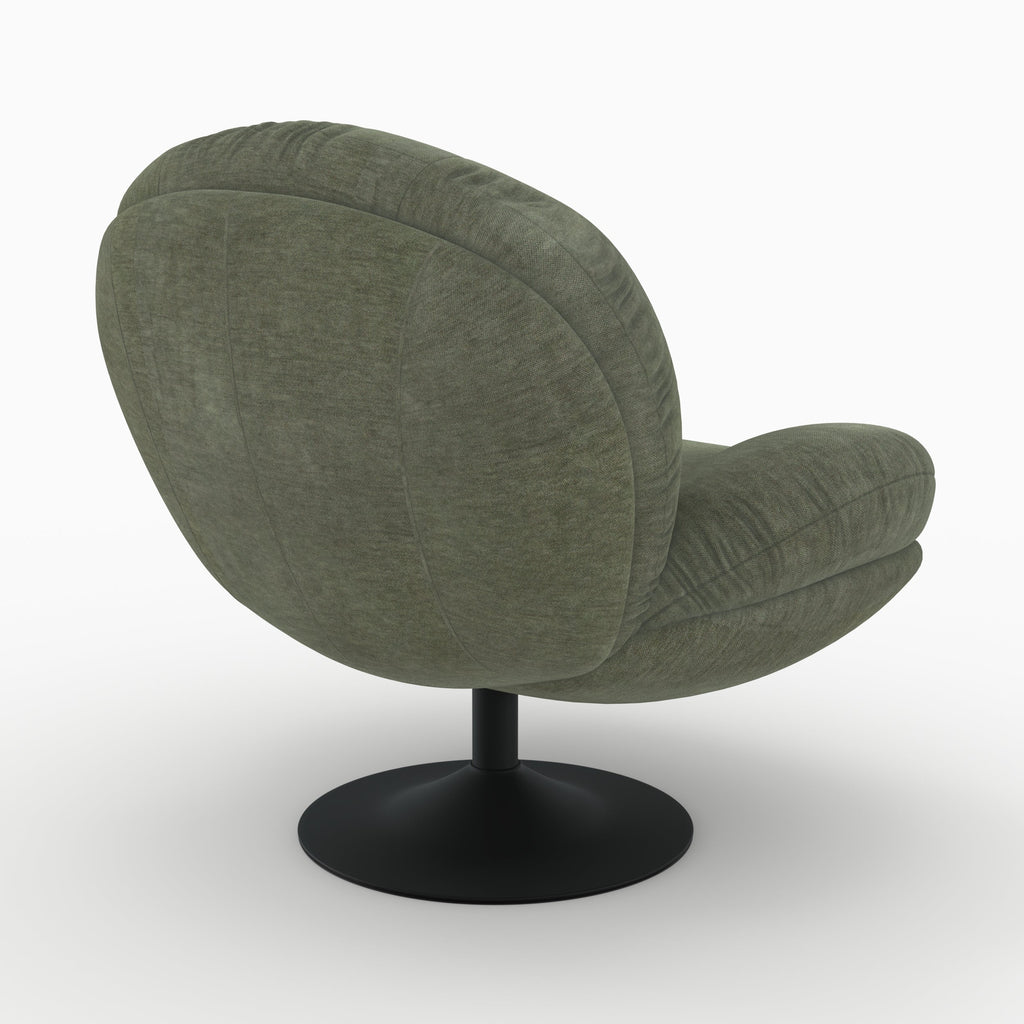 Ricci - Fauteuil Pivotant En Tissu Effet Velours Vert Kaki
