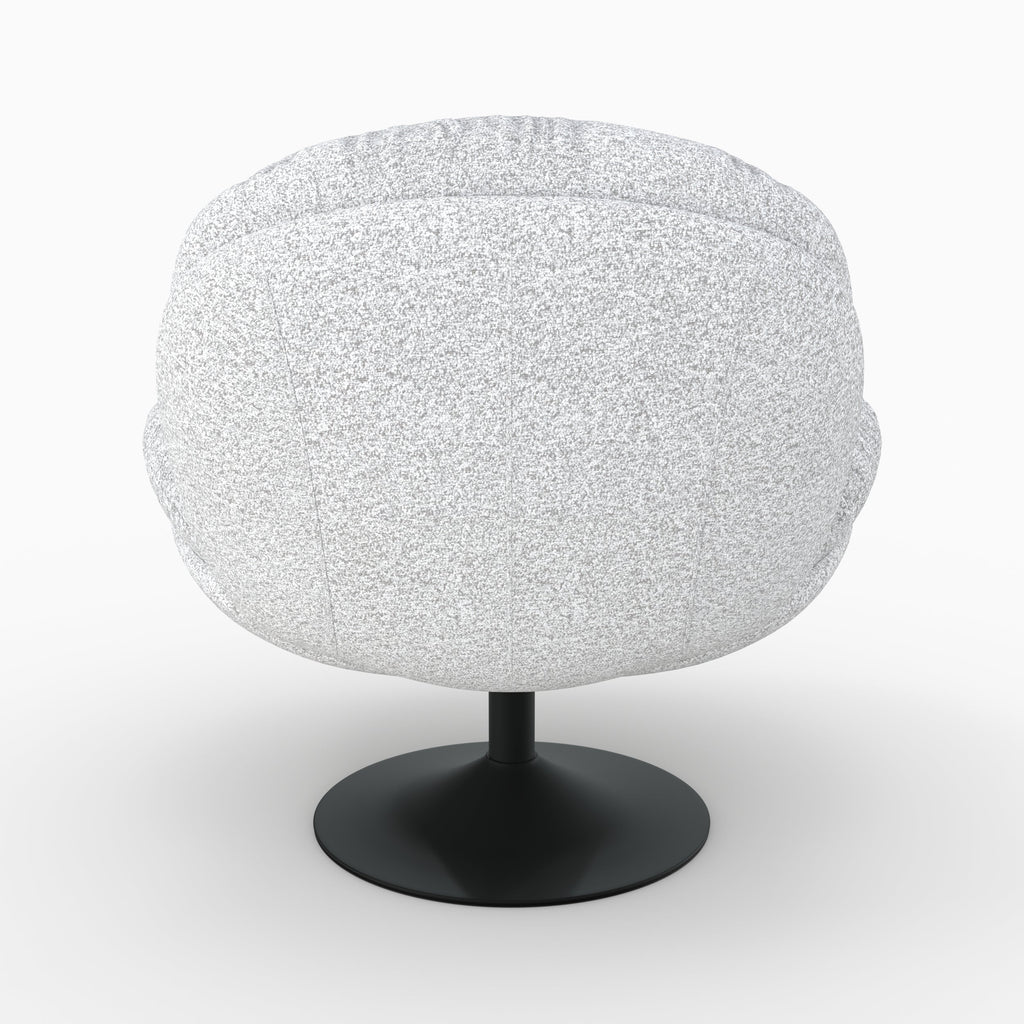 Ricci - Fauteuil Pivotant En Tissu Bouclé Gris Chiné