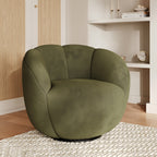 Ysé - Fauteuil Pivotant En Velours Vert Olive Foncé