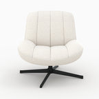 Elvis - Swivel Armchair In Off-White Bouclé Fabric
