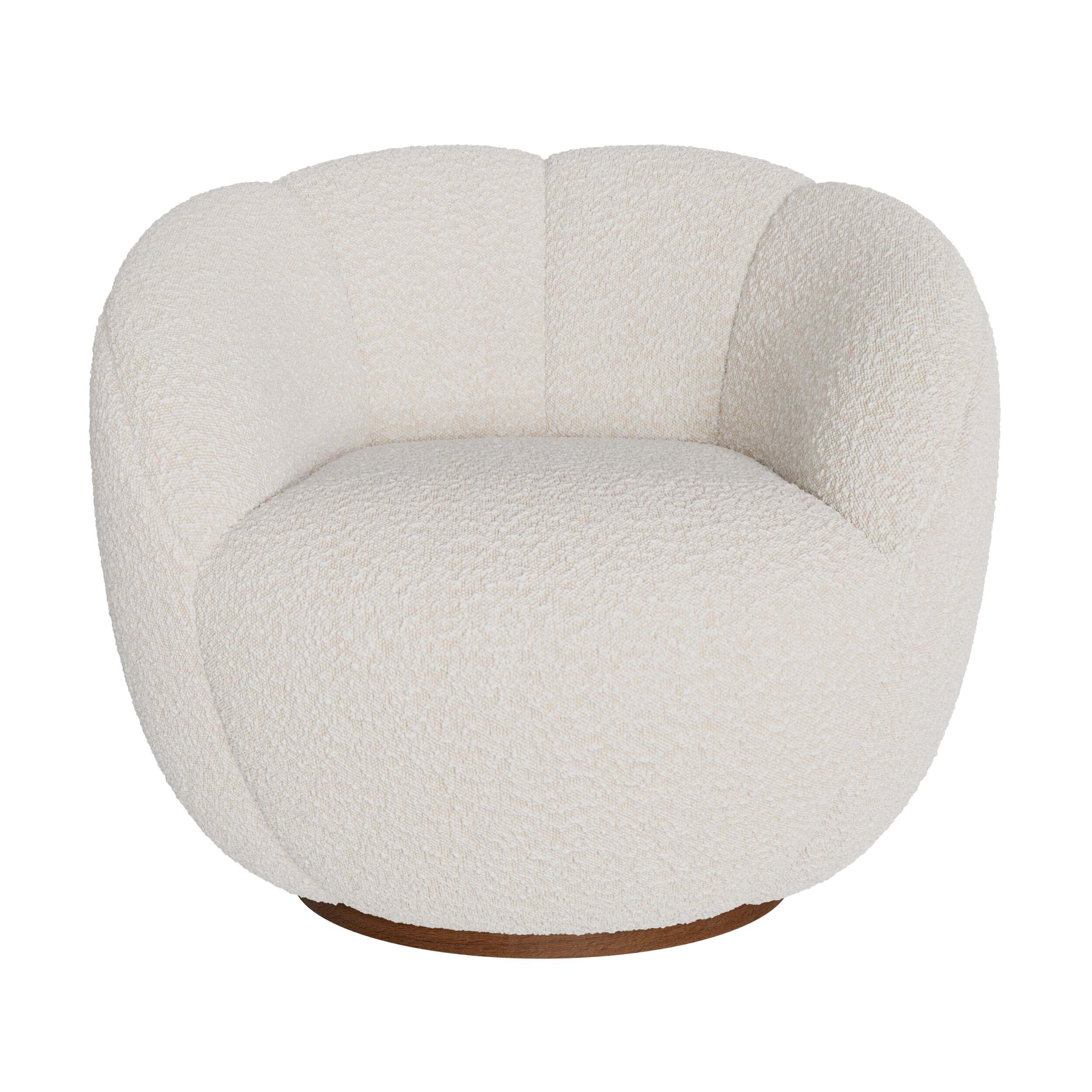 Ysé - Fauteuil Pivotant En Tissu Bouclé Blanc