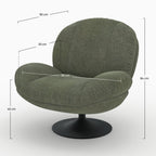 Ricci - Fauteuil Pivotant En Tissu Effet Velours Vert Kaki