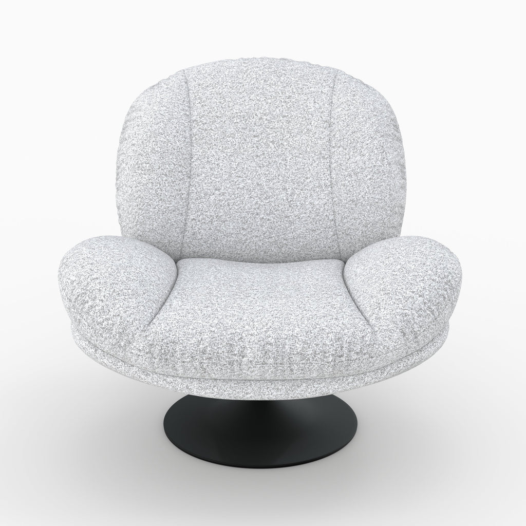 Ricci - Fauteuil Pivotant En Tissu Bouclé Gris Chiné