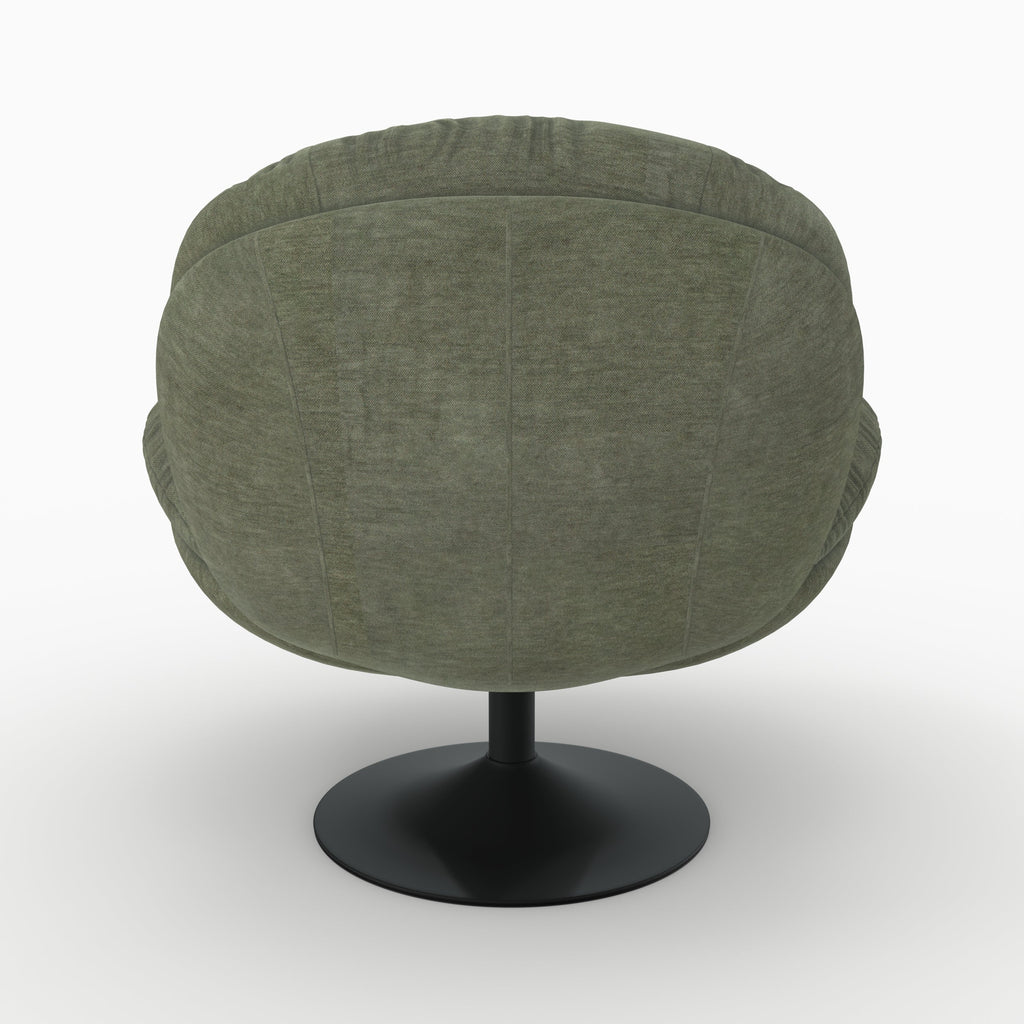 Ricci - Fauteuil Pivotant En Tissu Effet Velours Vert Kaki