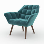 Simba - Fauteuil En Velours Bleu Canard