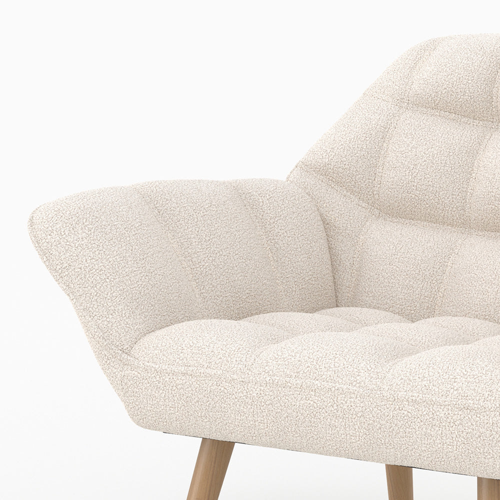 Simba - Fauteuil En Tissu Bouclé Blanc