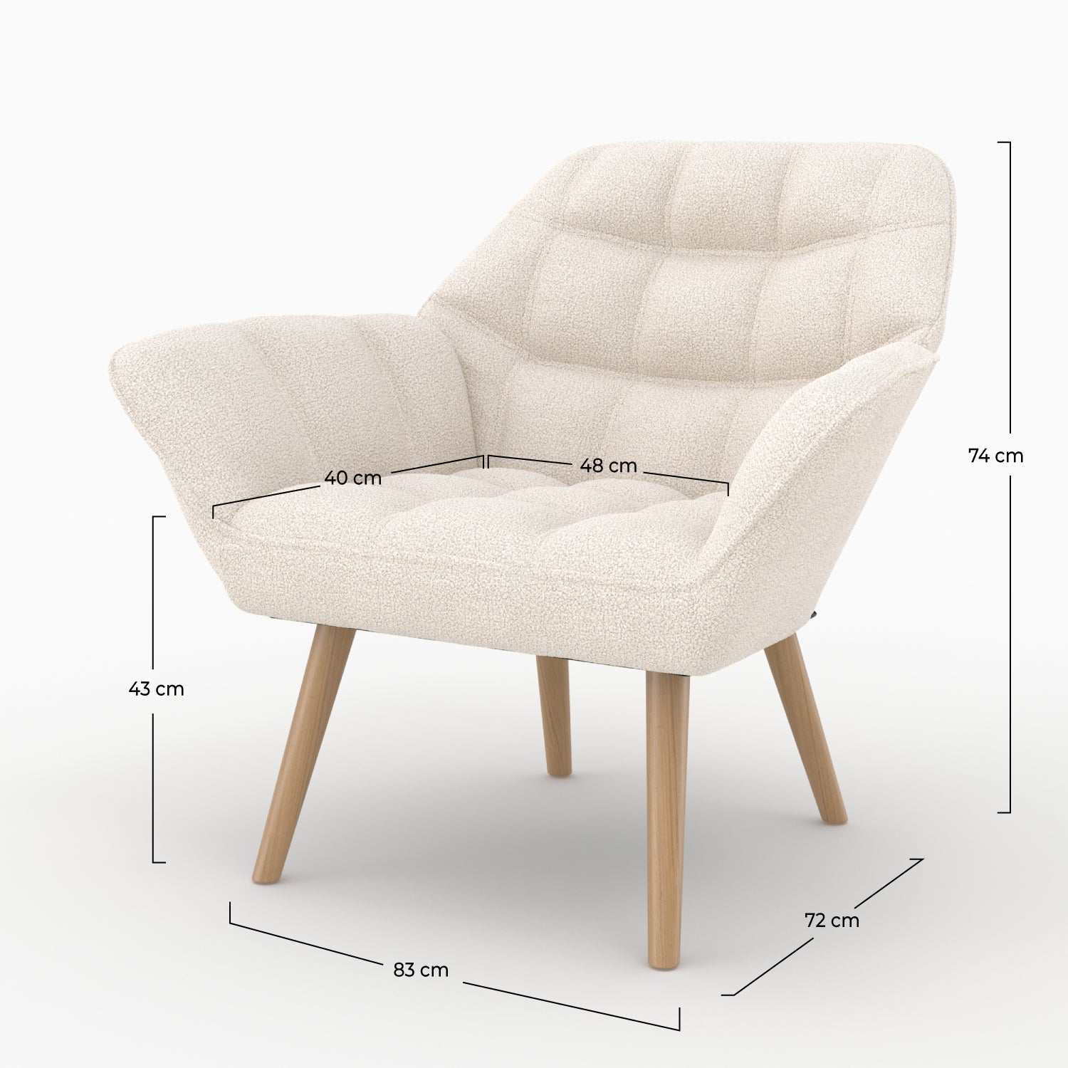 Simba - Fauteuil En Tissu Bouclé Blanc