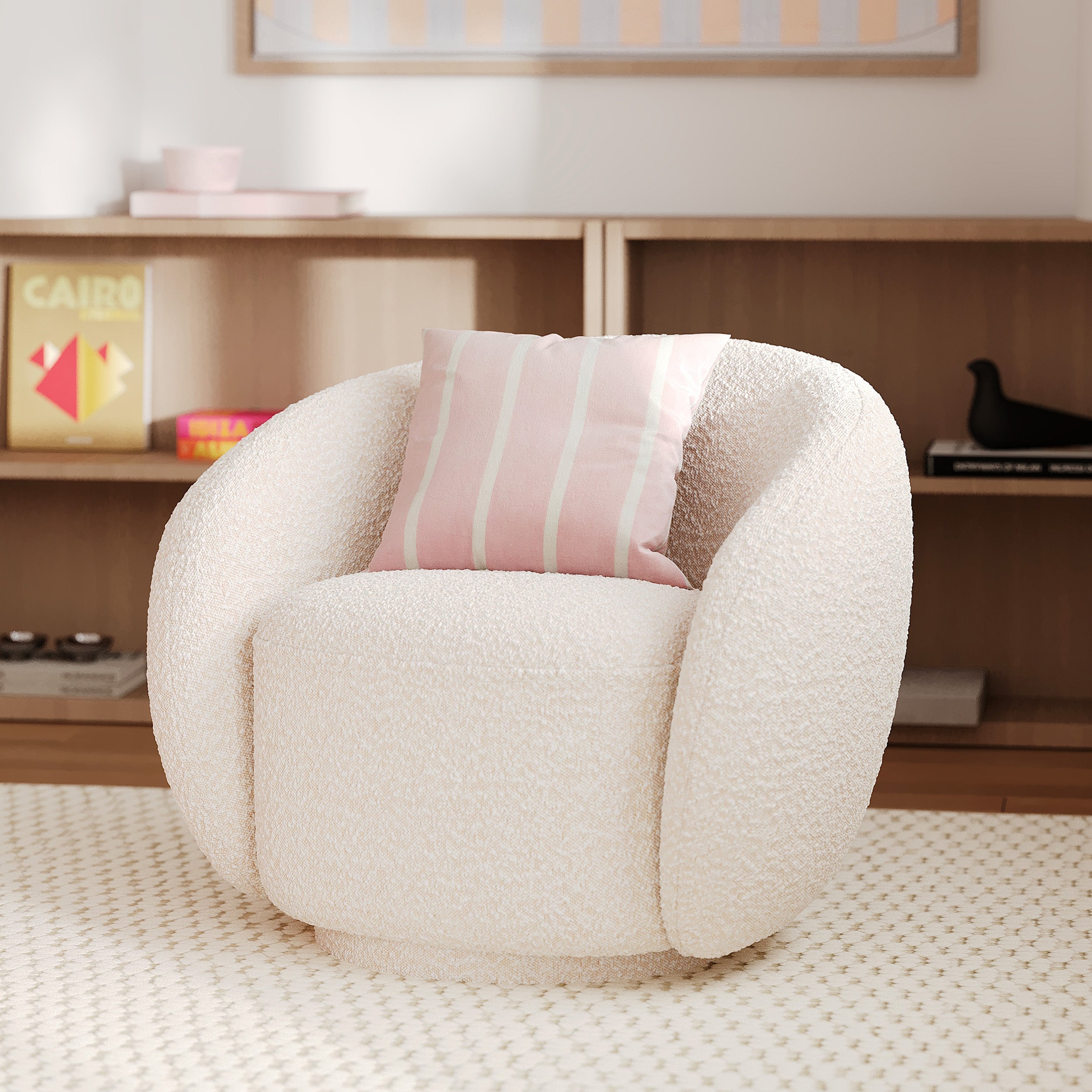 Naya - Fauteuil En Tissu Bouclé Blanc
